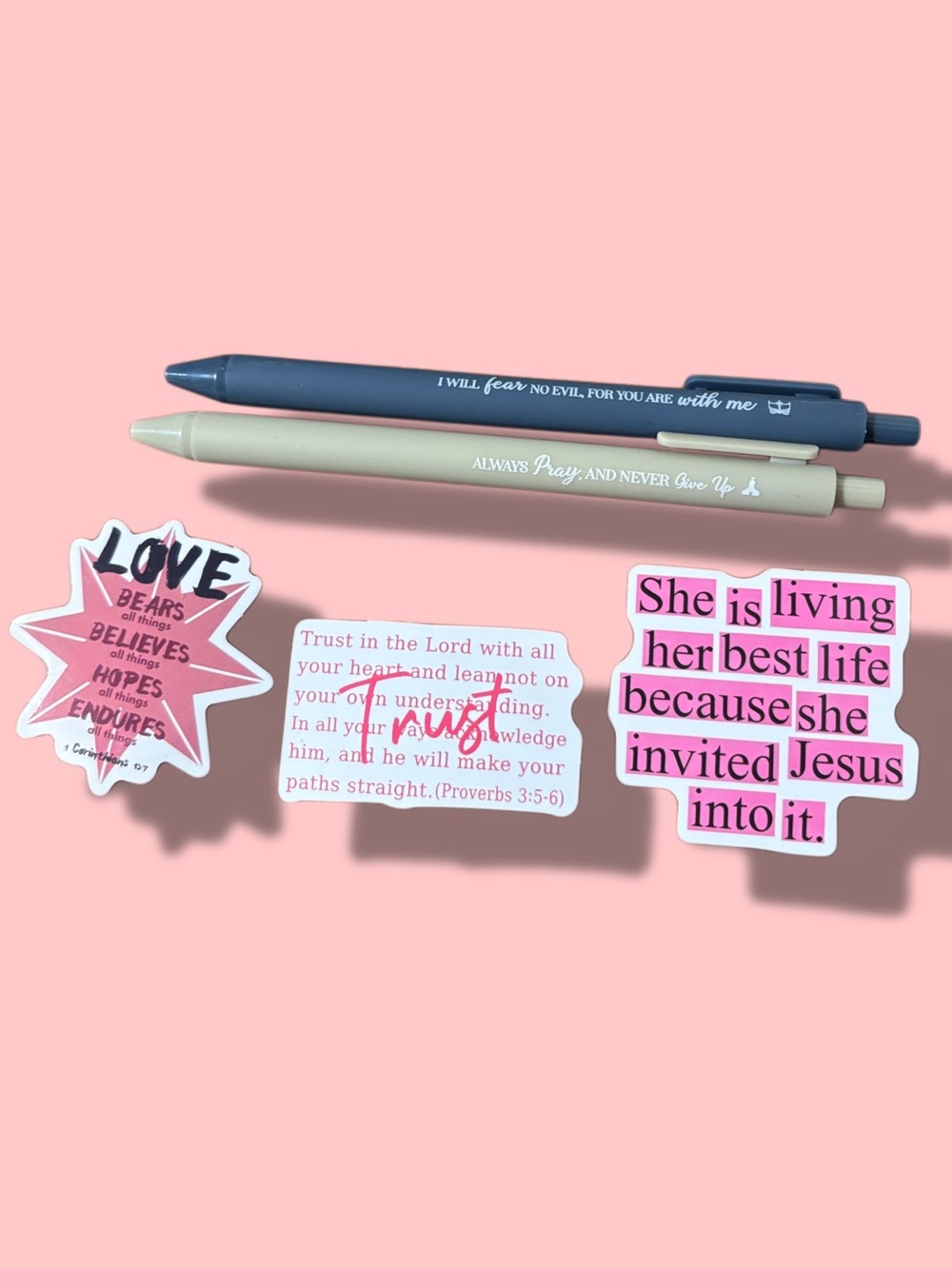 Faith-Inspired Stickers and Pens (5 pc. Set)